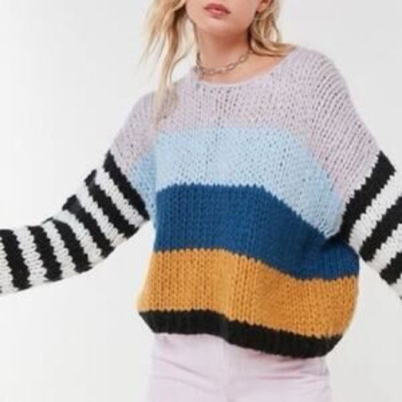 Blank NYC Mixed Signals Chunky Knit Striped Multicolored Sweater Size XS - Picture 2 of 6
